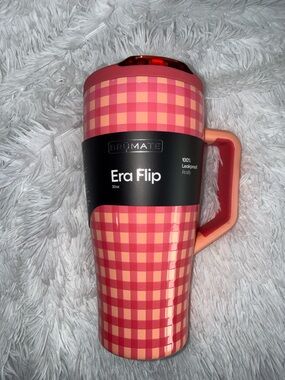 Brumate Era Flip 30oz Tumbler - peach gingham Checkered